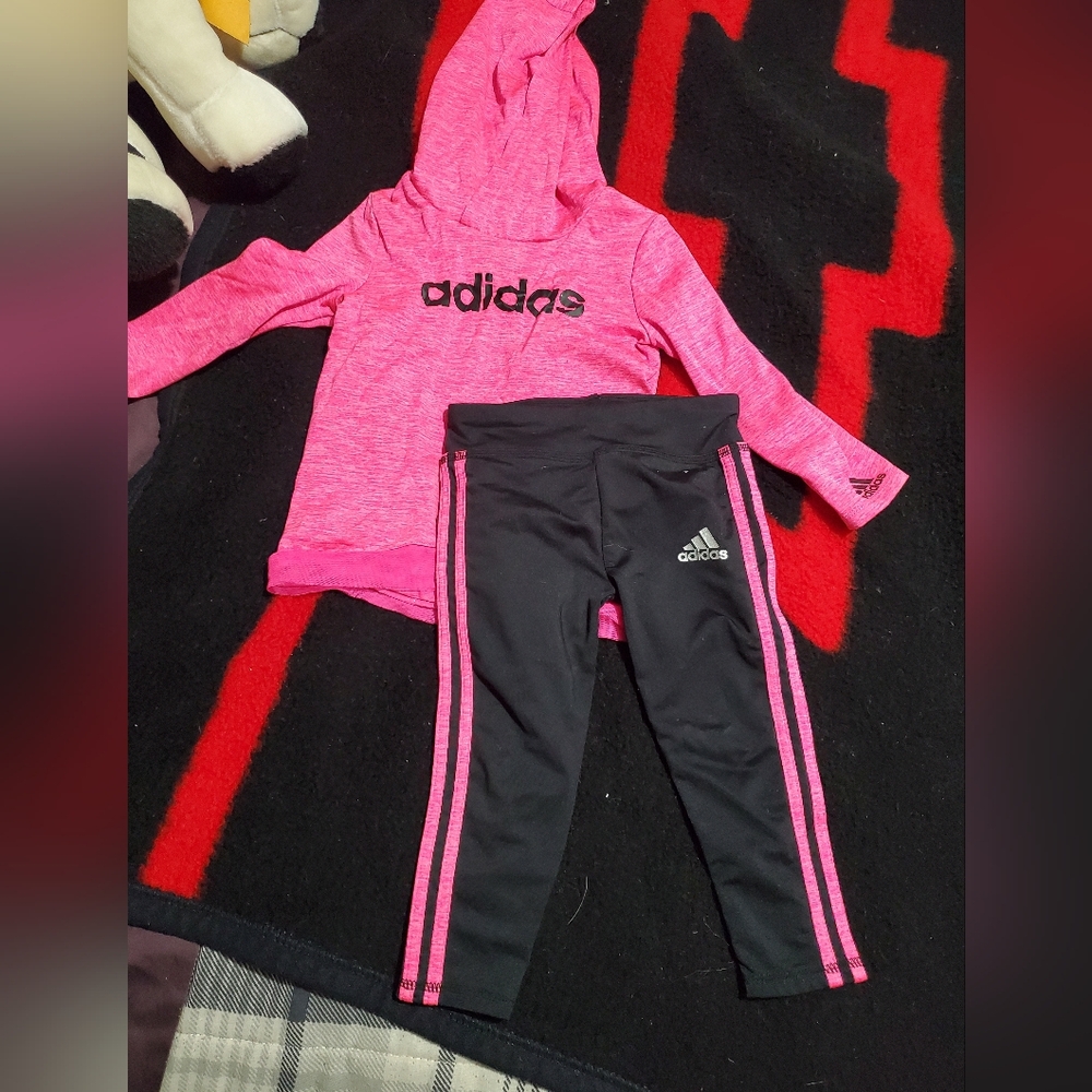 Kids 18 Month Adidas Pink and Black Activewear Set
